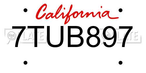 7TUB897 California License Plate