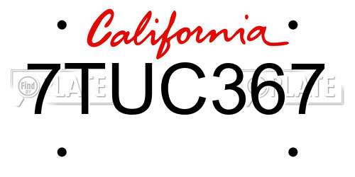 7TUC367 California License Plate