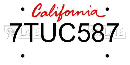 7TUC587 California License Plate