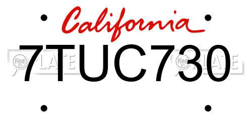 7TUC730 California License Plate
