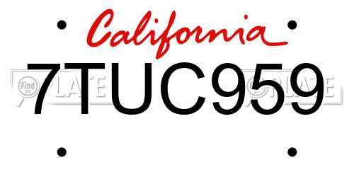 7TUC959 California License Plate