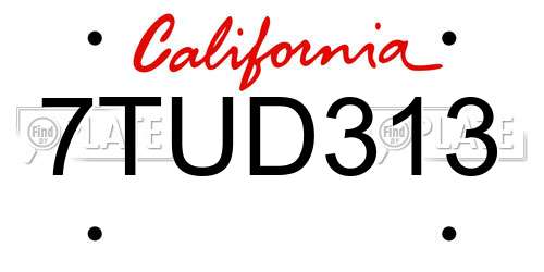 7TUD313 California License Plate