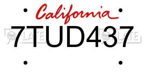 7TUD437 California License Plate
