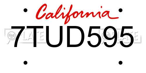 7TUD595 California License Plate