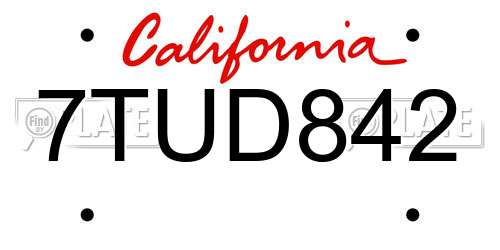 7TUD842 California License Plate