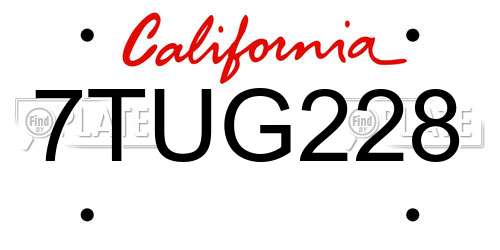 7TUG228 California License Plate