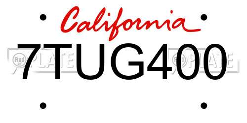 7TUG400 California License Plate