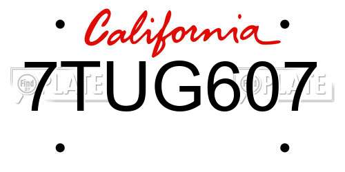 7TUG607 California License Plate