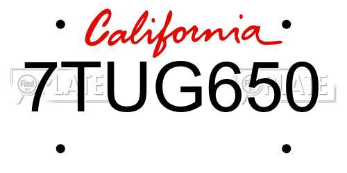 7TUG650 California License Plate
