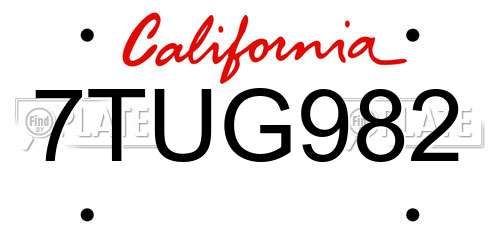 7TUG982 California License Plate