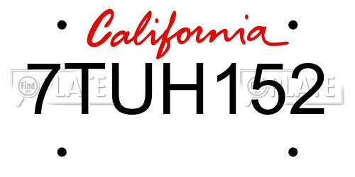 7TUH152 California License Plate