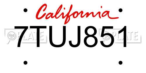 7TUJ851 California License Plate