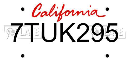 7TUK295 California License Plate