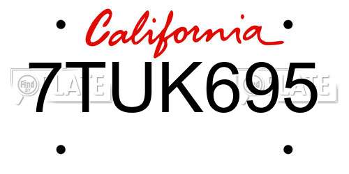 7TUK695 California License Plate