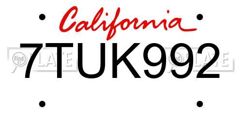 7TUK992 California License Plate