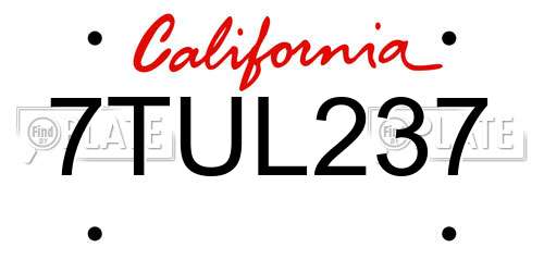 7TUL237 California License Plate
