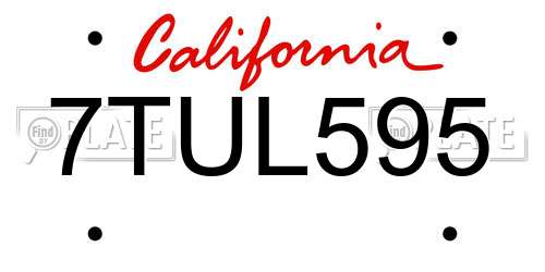 7TUL595 California License Plate