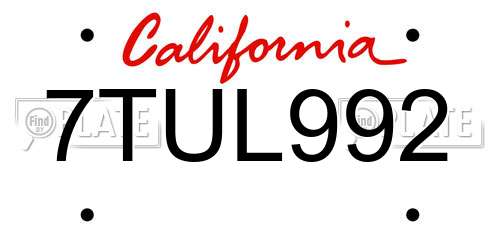 7TUL992 California License Plate