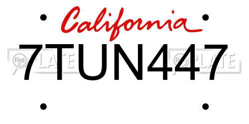 7TUN447 California License Plate