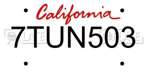 7TUN503 California License Plate