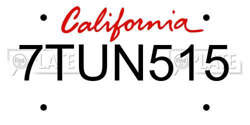7TUN515 California License Plate