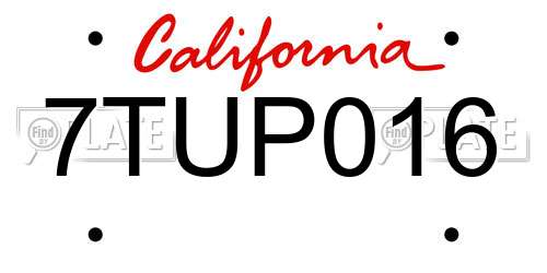 7TUP016 California License Plate