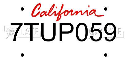 7TUP059 California License Plate