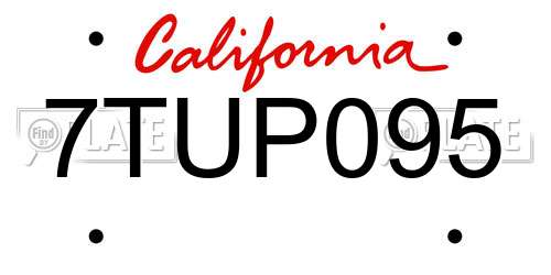7TUP095 California License Plate