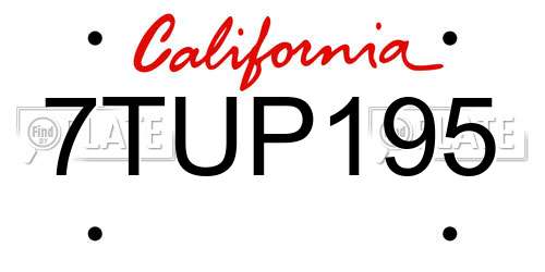 7TUP195 California License Plate