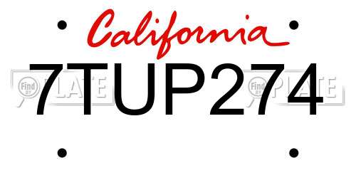 7TUP274 California License Plate