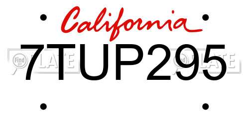 7TUP295 California License Plate