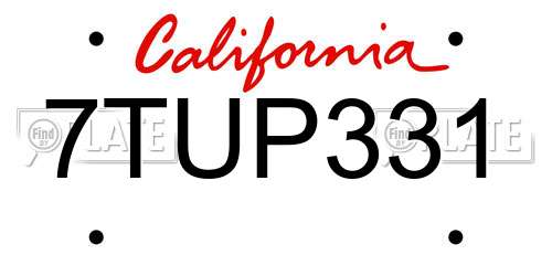 7TUP331 California License Plate