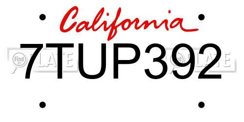 7TUP392 California License Plate