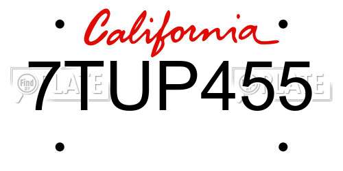 7TUP455 California License Plate
