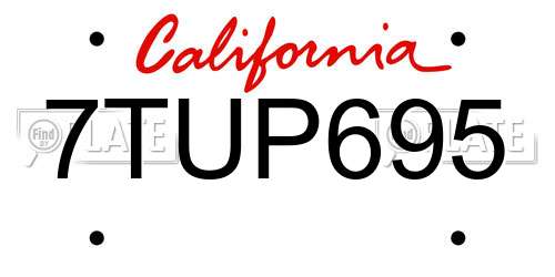 7TUP695 California License Plate