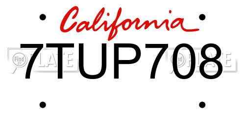 7TUP708 California License Plate