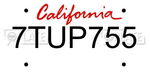 7TUP755 California License Plate