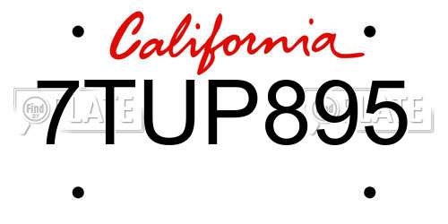 7TUP895 California License Plate