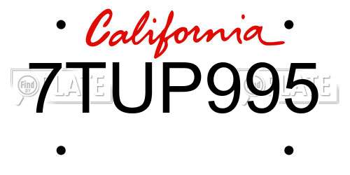 7TUP995 California License Plate
