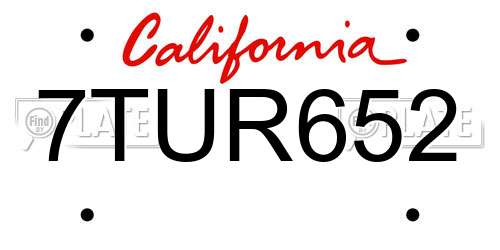 7TUR652 California License Plate
