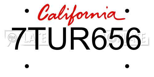 7TUR656 California License Plate