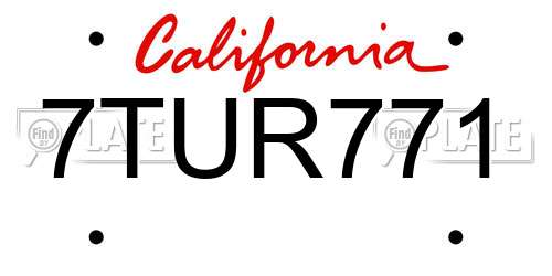 7TUR771 California License Plate
