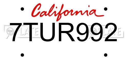 7TUR992 California License Plate