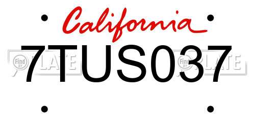 7TUS037 California License Plate