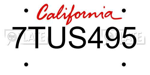 7TUS495 California License Plate