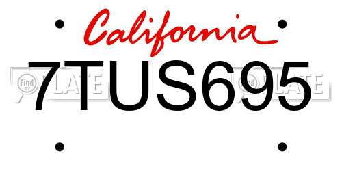 7TUS695 California License Plate