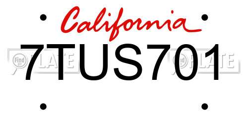 7TUS701 California License Plate
