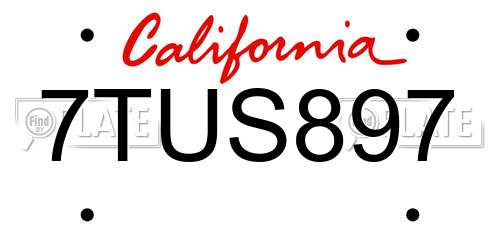 7TUS897 California License Plate