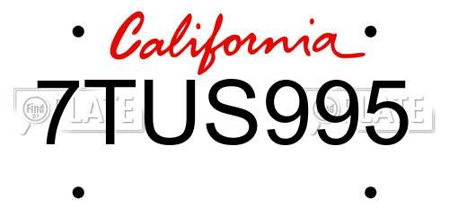 7TUS995 California License Plate