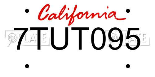 7TUT095 California License Plate